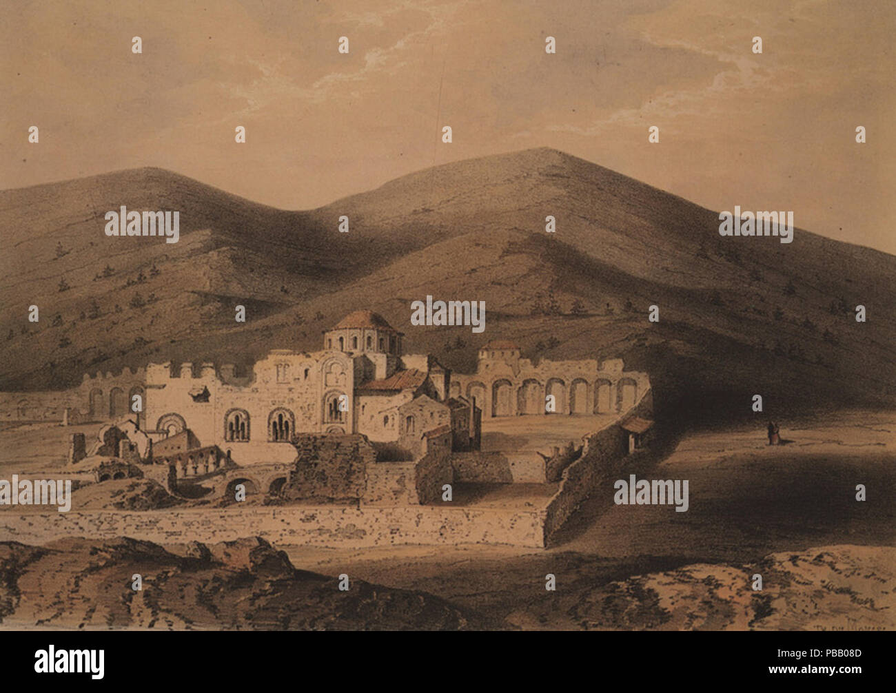 1054 Monastery of Daphni - Du Moncel Théodore - 1843 Stock Photo