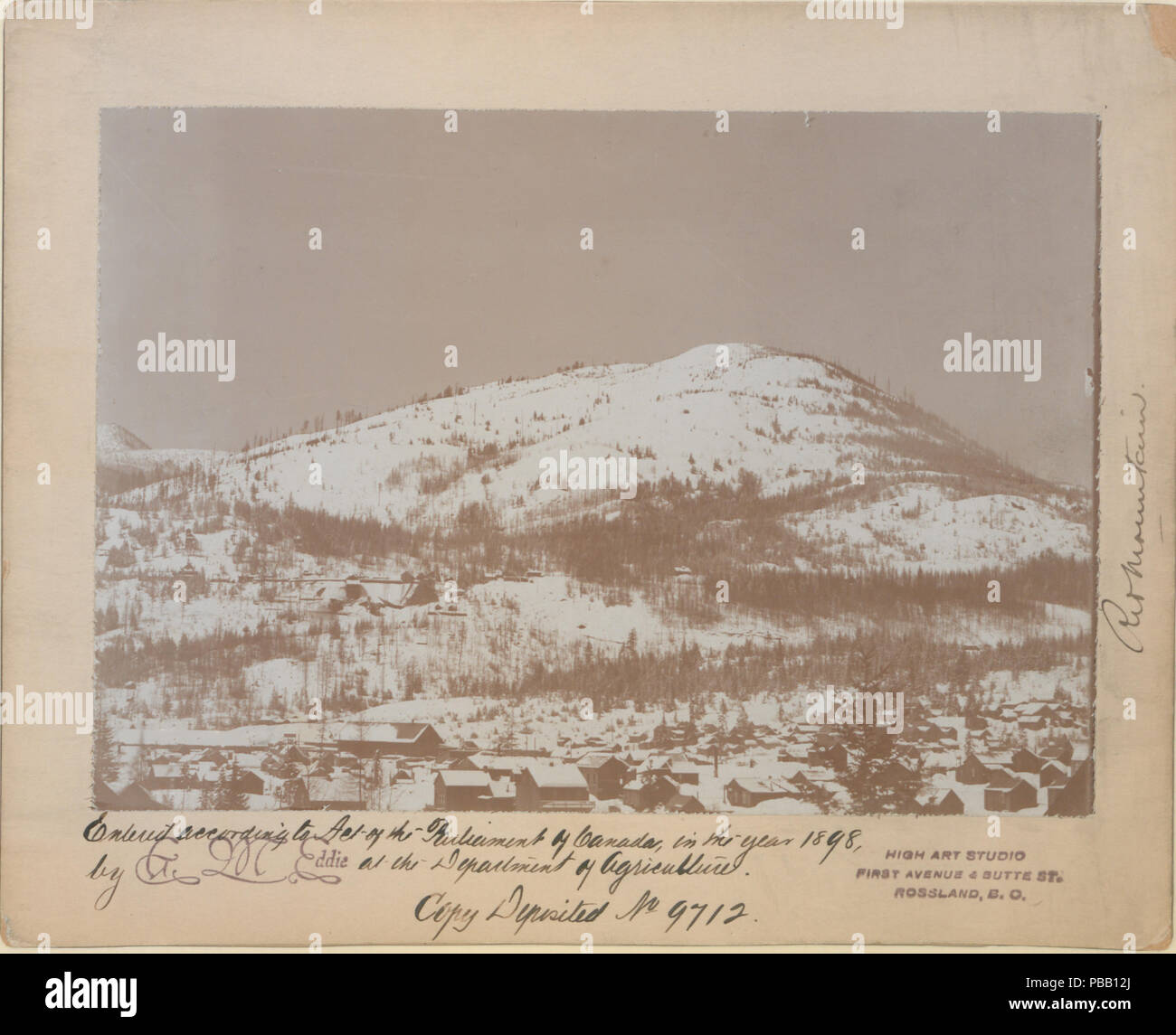 1058 Moonlight view of Red Mountain at Rossland, British Columbia (HS85-10-9712) Stock Photo