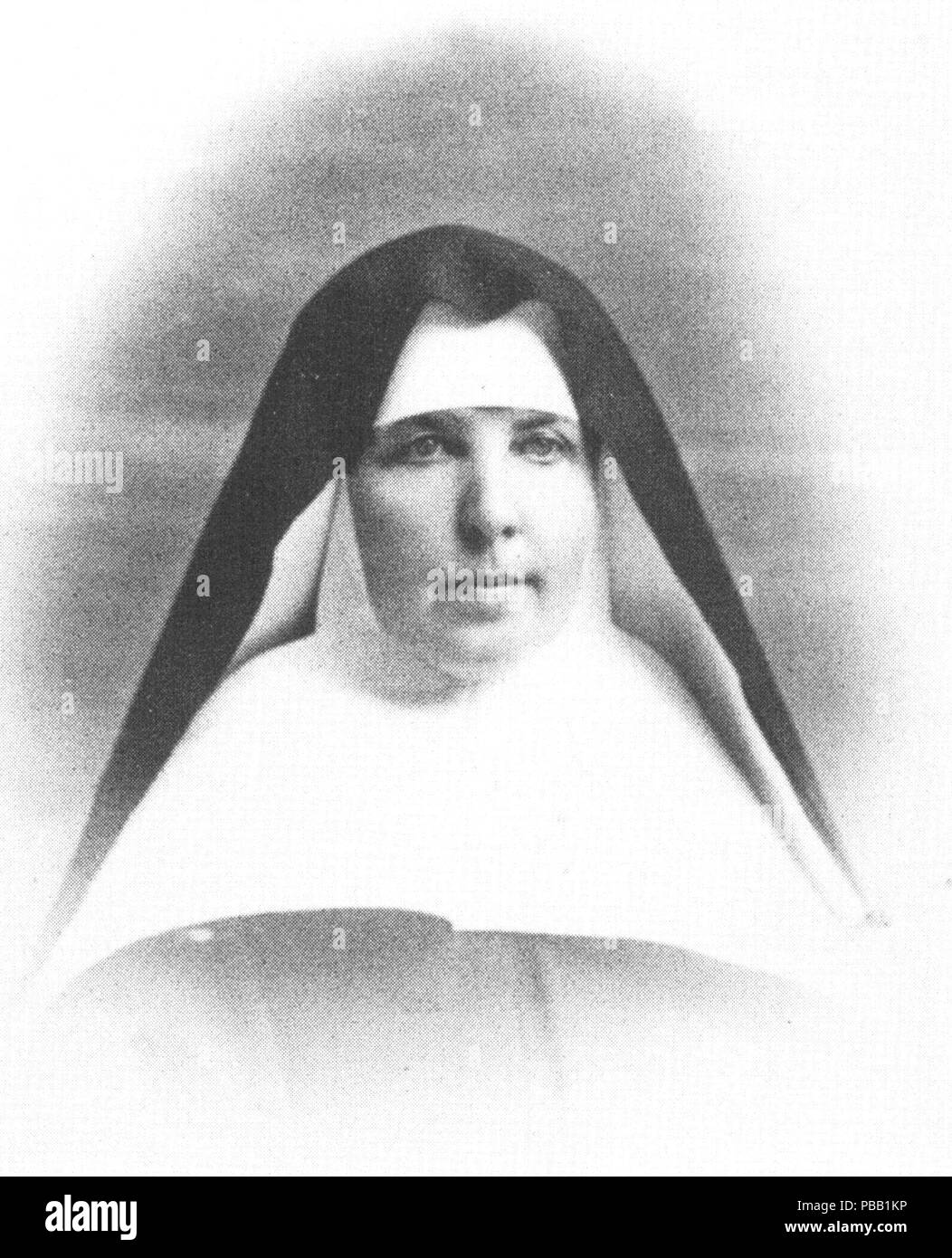 . English: Mother Mary Amadeus Dunne, an Ursuline nun, as photographed between January and October 1884. She was born Sarah Theresa Dunne on July 2, 1846, in Akron, Ohio, to Irish immigrants John and Ellen Dunne, and was their fifth child. (Her eldest brother was Judge Edmund Dunne.) An accidental poisoning as a child left her with asthma and various health issues. In 1856, her family moved to California as part of the gold rush. She and her older sister, Mary, were left behind as students at an Ursuline boarding school. She entered the Ursuline convent in Toledo, Ohio, in 1861. Dunne took vow Stock Photo