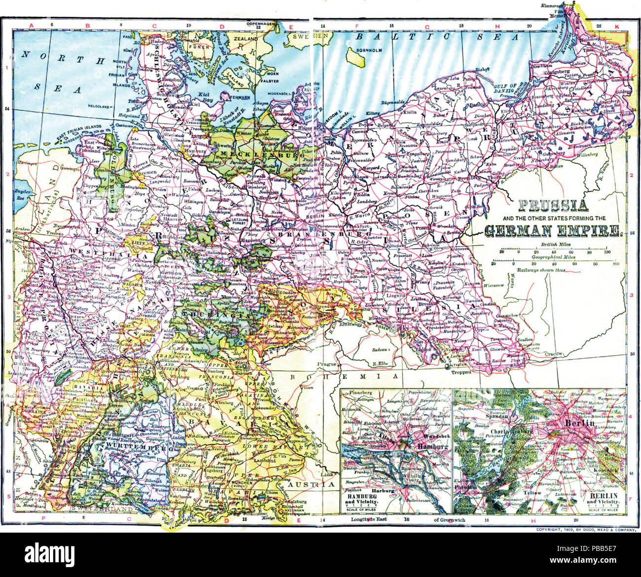 English Political Map With Some Topography Of The German Empire 1902 1101 Nie 1905 Germany Stock Photo Alamy