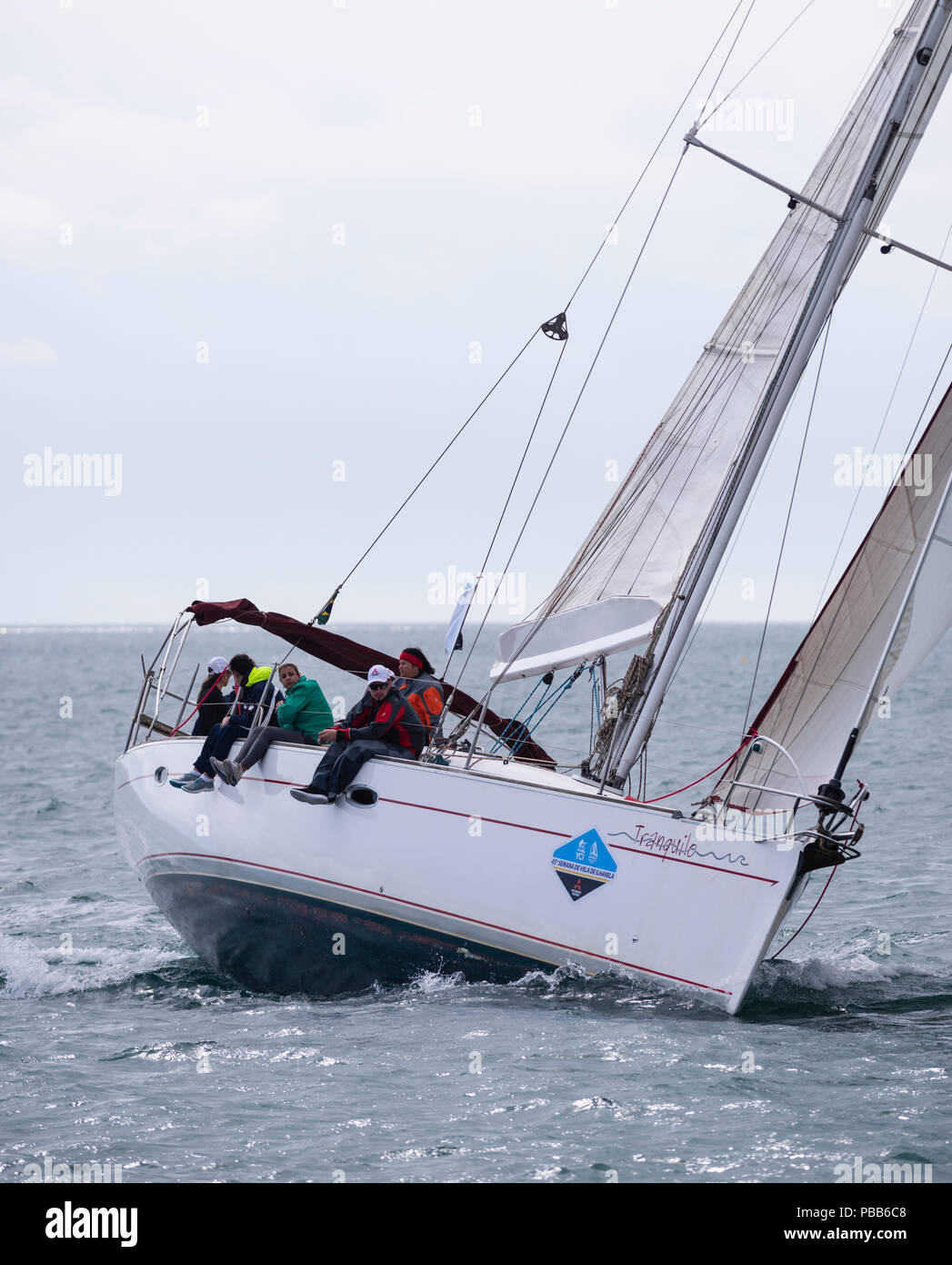 Sail boats racing during the Ilhabela Sailing Week Stock Photo