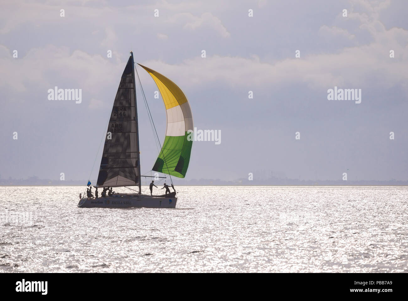 Sail boats racing during the Ilhabela Sailing Week Stock Photo