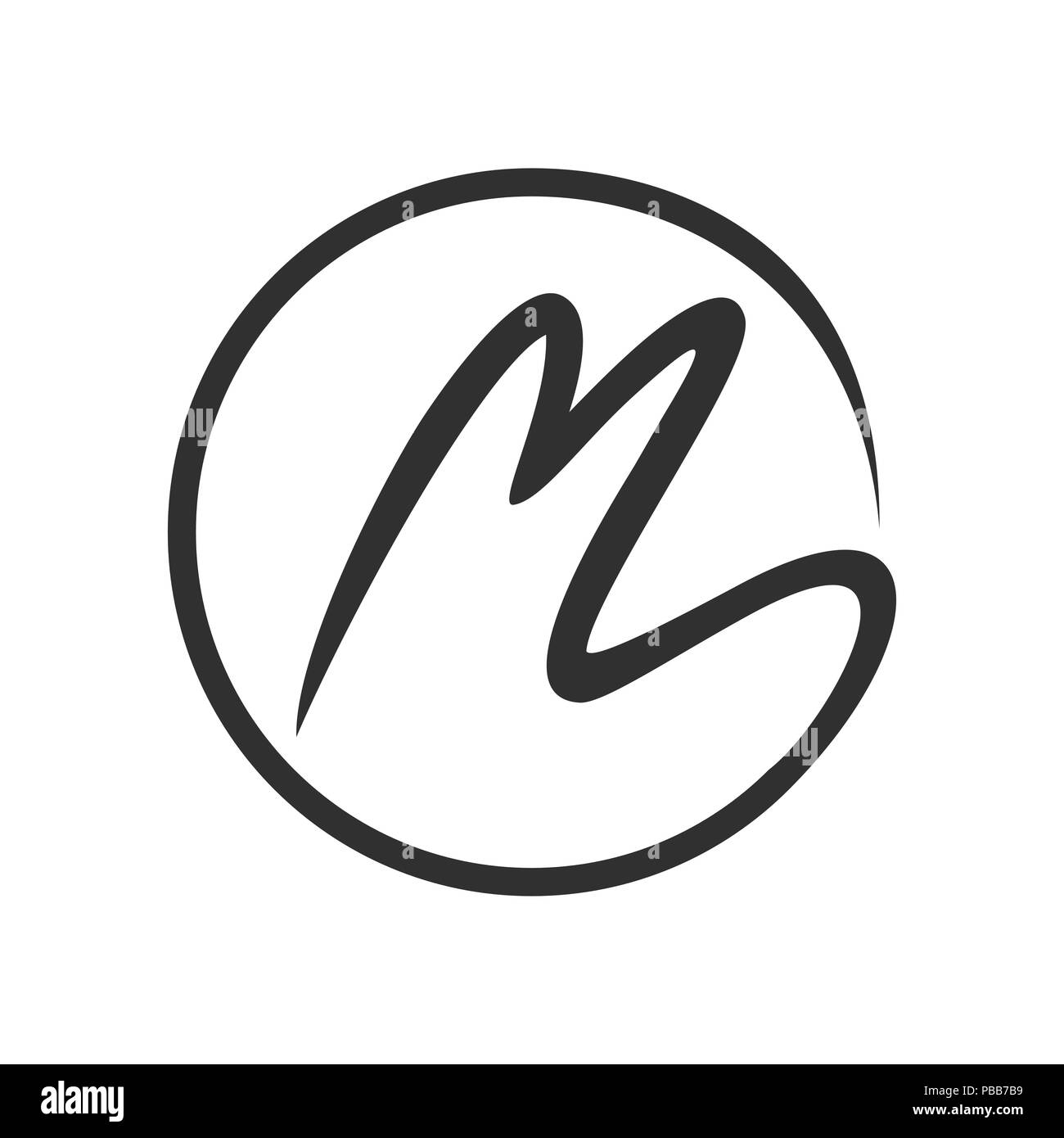 Initial M Stroke Circle Lettermark Vector Symbol Graphic Logo Design Template Stock Vector