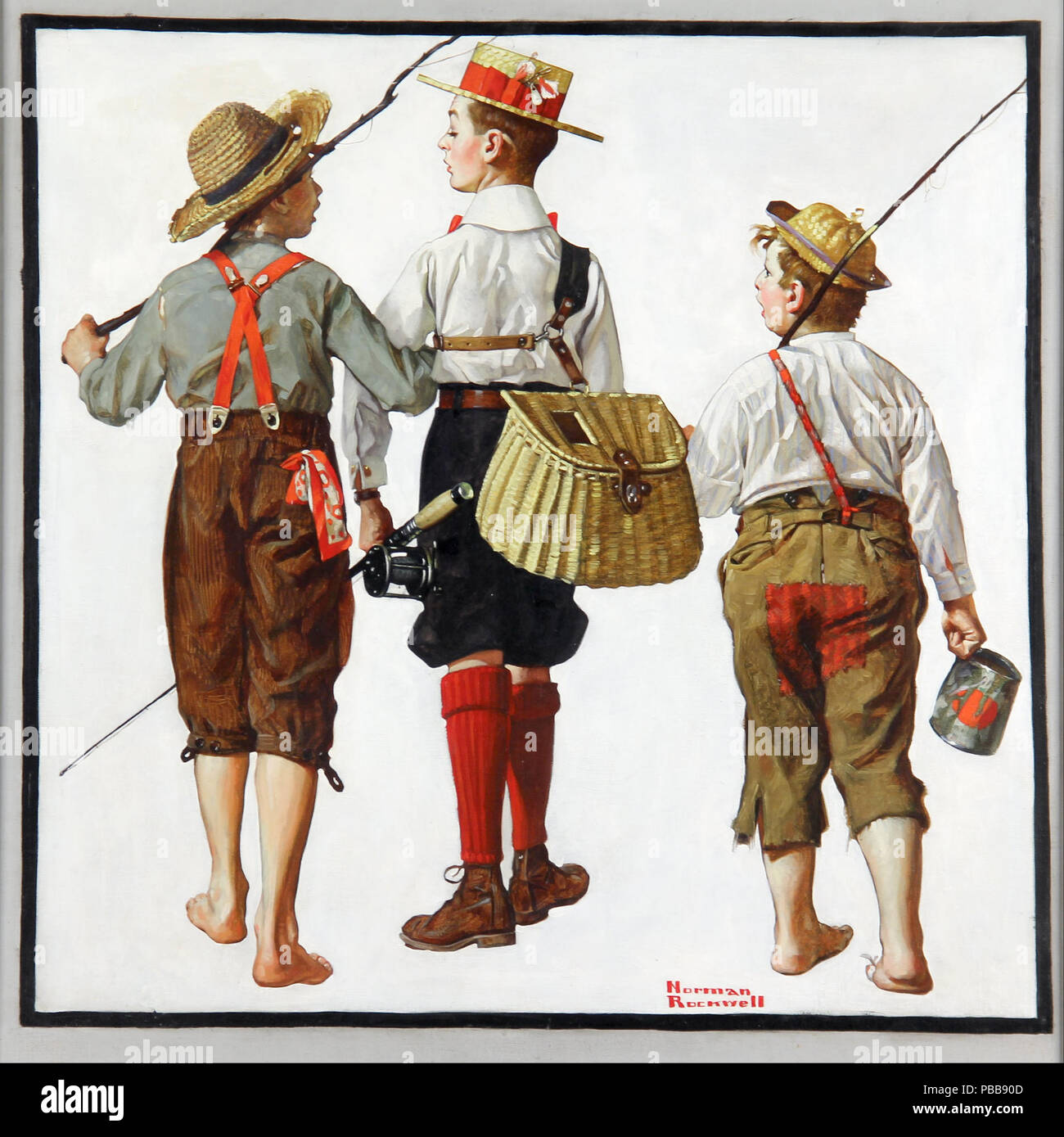 Fishing Trip, They'll Be Coming Back Next Week 1919 by Norman Rockwell  Stock Photo - Alamy