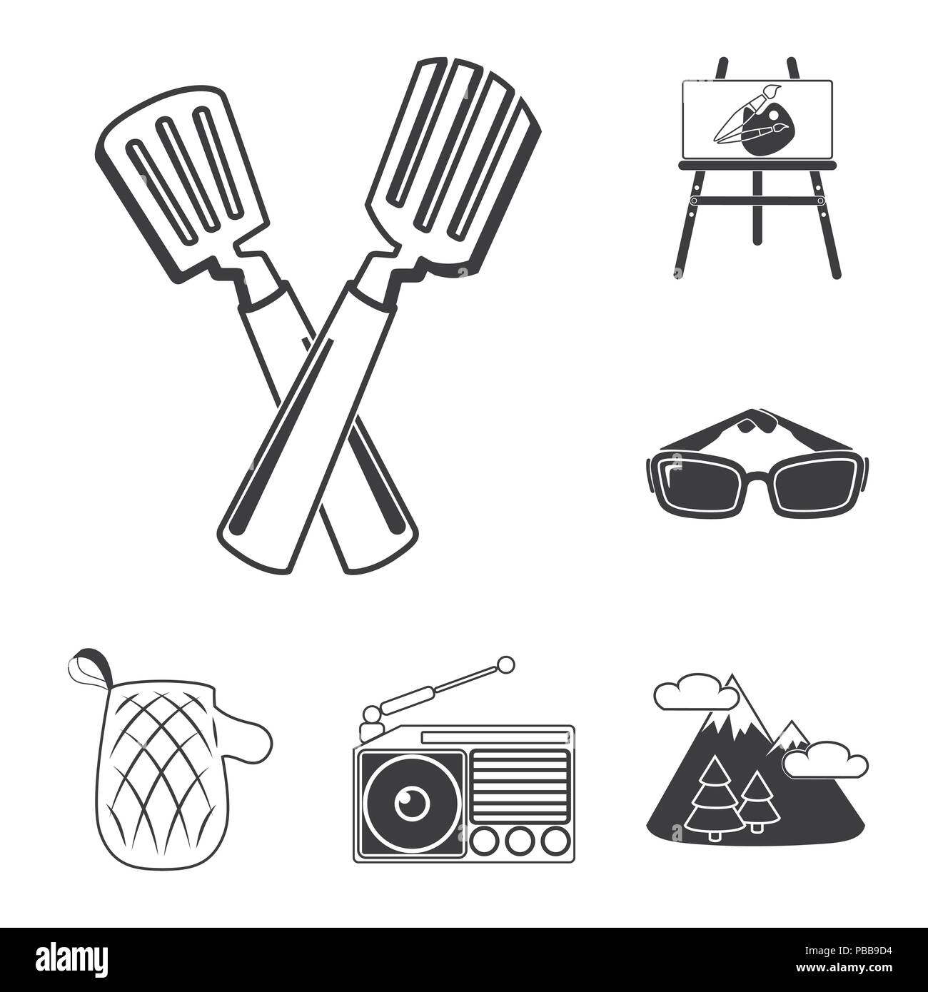 Picnic and equipment black icons in set collection for design. Picnic ...