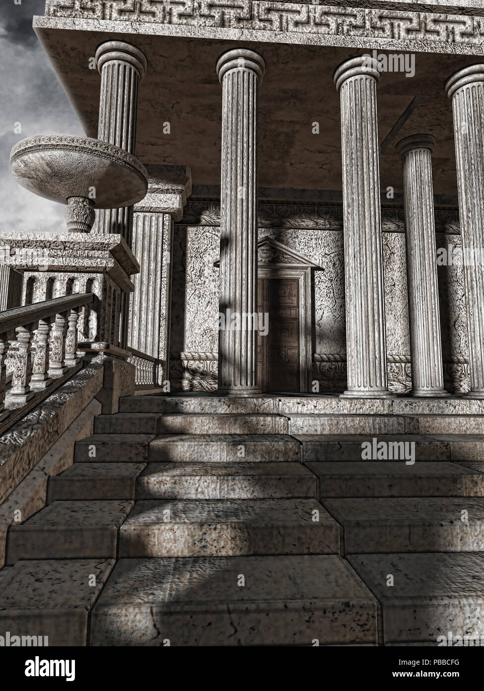 Entrance door to an ancient Greek temple. 3D render Stock Photo Alamy