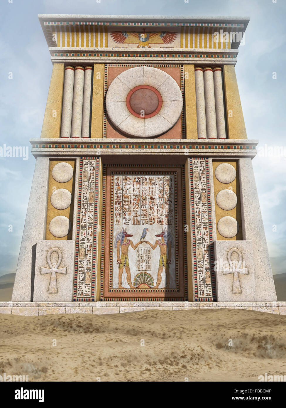 Ancient Egyptian building in a desert. 3D render Stock Photo - Alamy