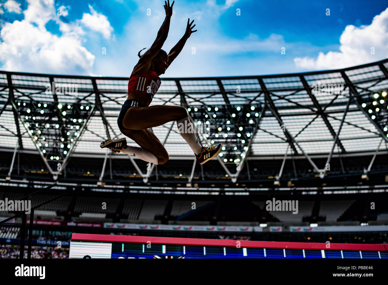 Long jump during Diamond League athletic meeting in London 2018 Stock