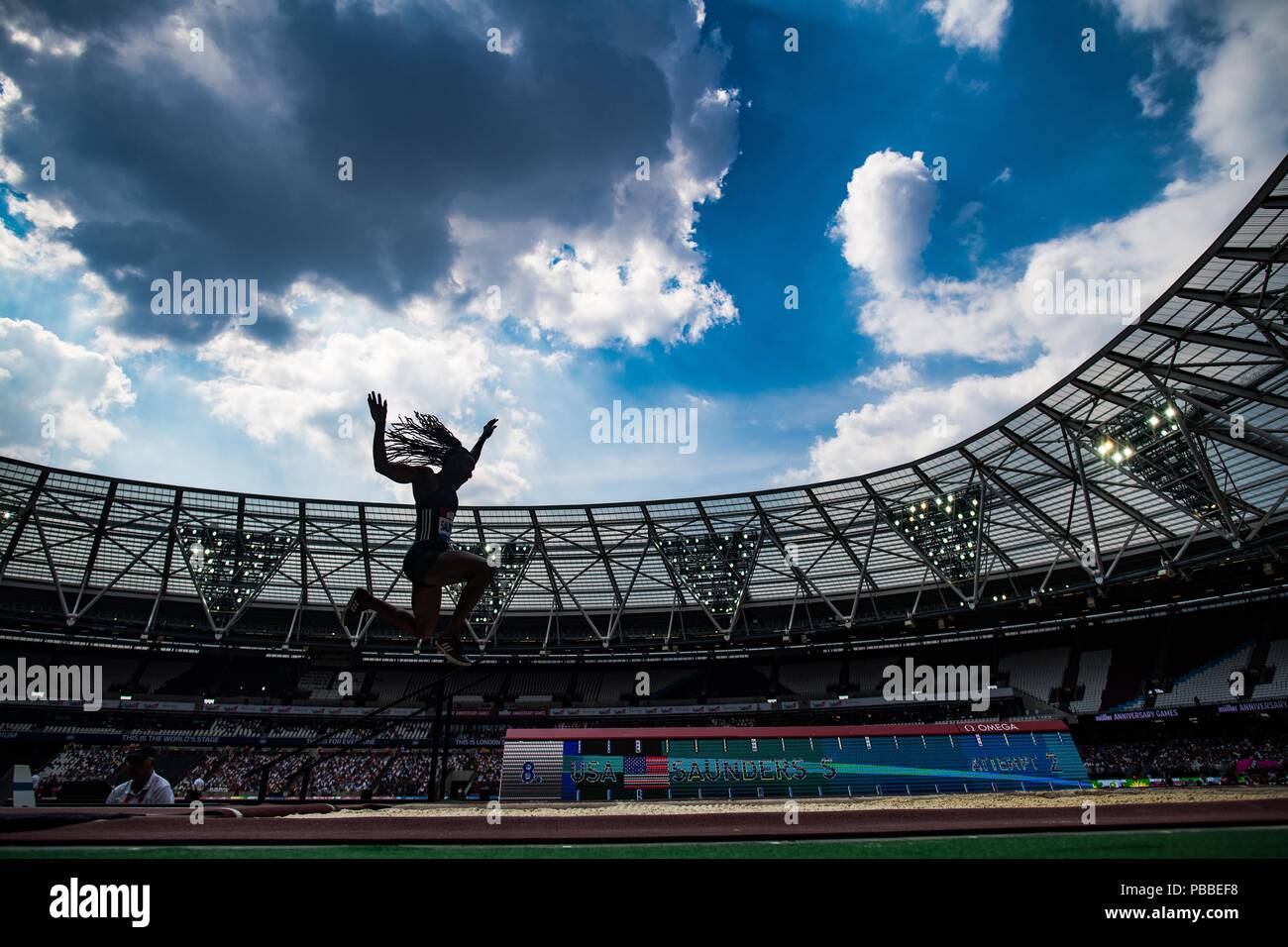 Long jump during Diamond League athletic meeting in London 2018 Stock