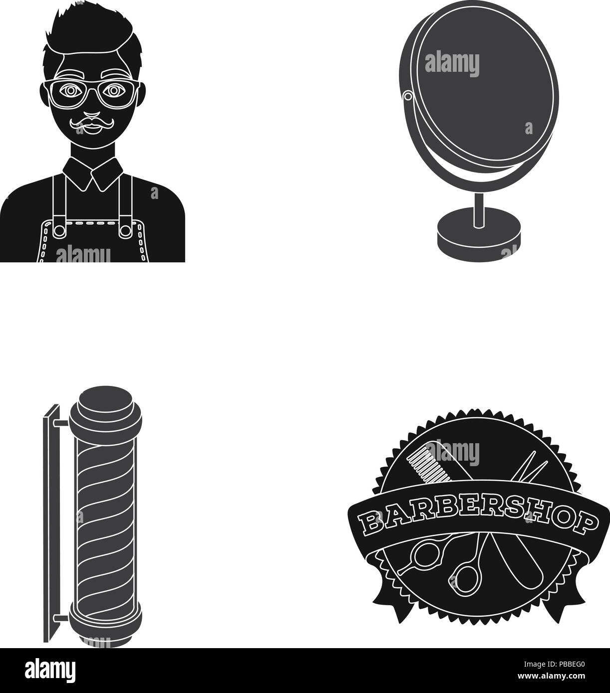 Barber Barbershop Black Collection Equipment Hairdresser Icon
