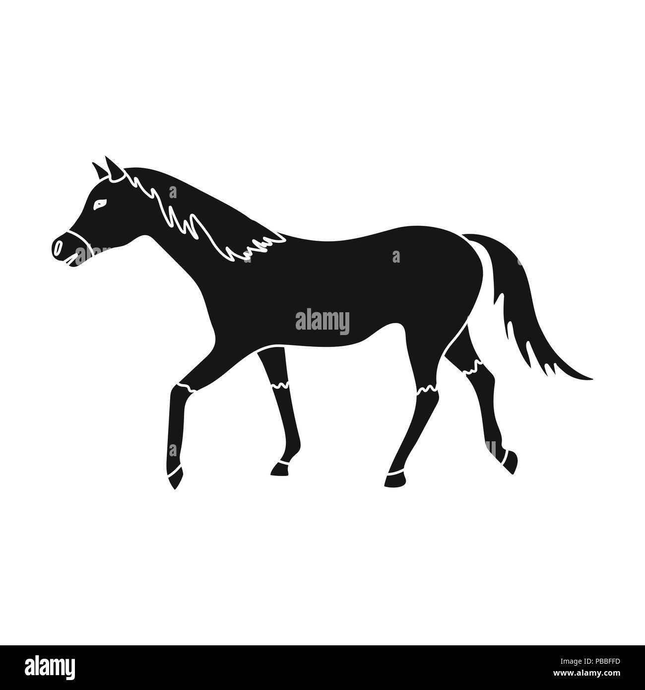 Horse icon in black design isolated on white background. Hippodrome and ...