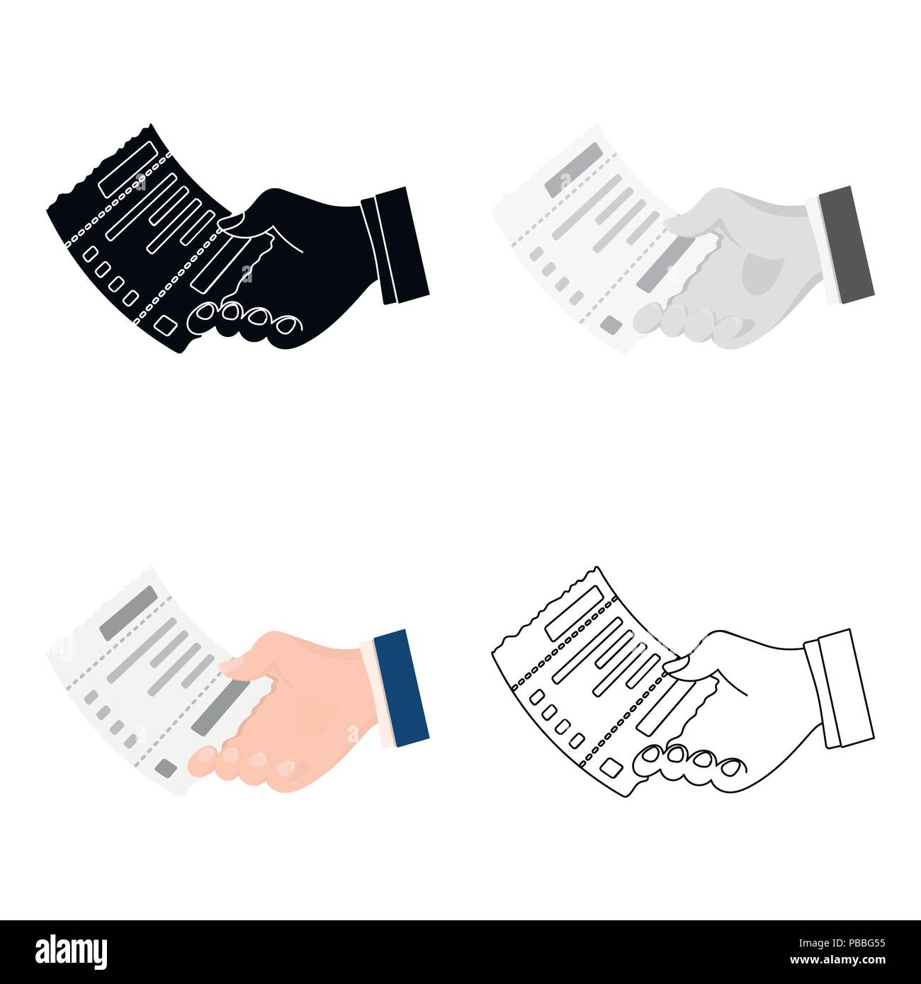 Check in hand. E-commerce single icon in cartoon style vector symbol ...