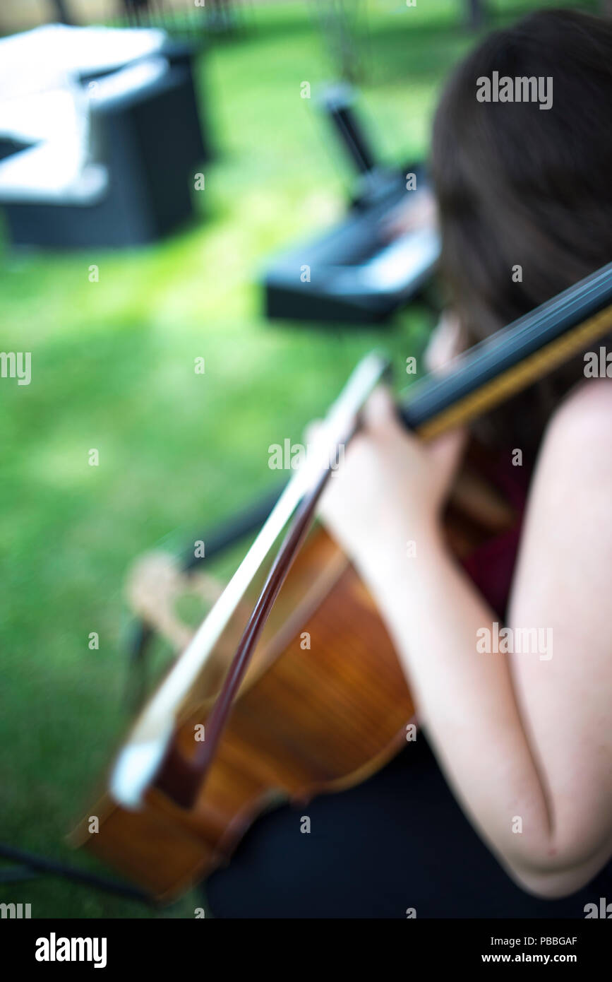 Musicians Group Playing Wedding Music During Outdoors Marriage