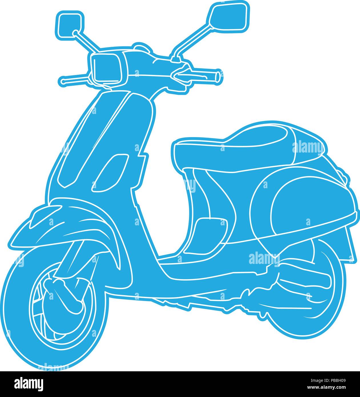 Retro blue motor scooter - moped Stock Vector