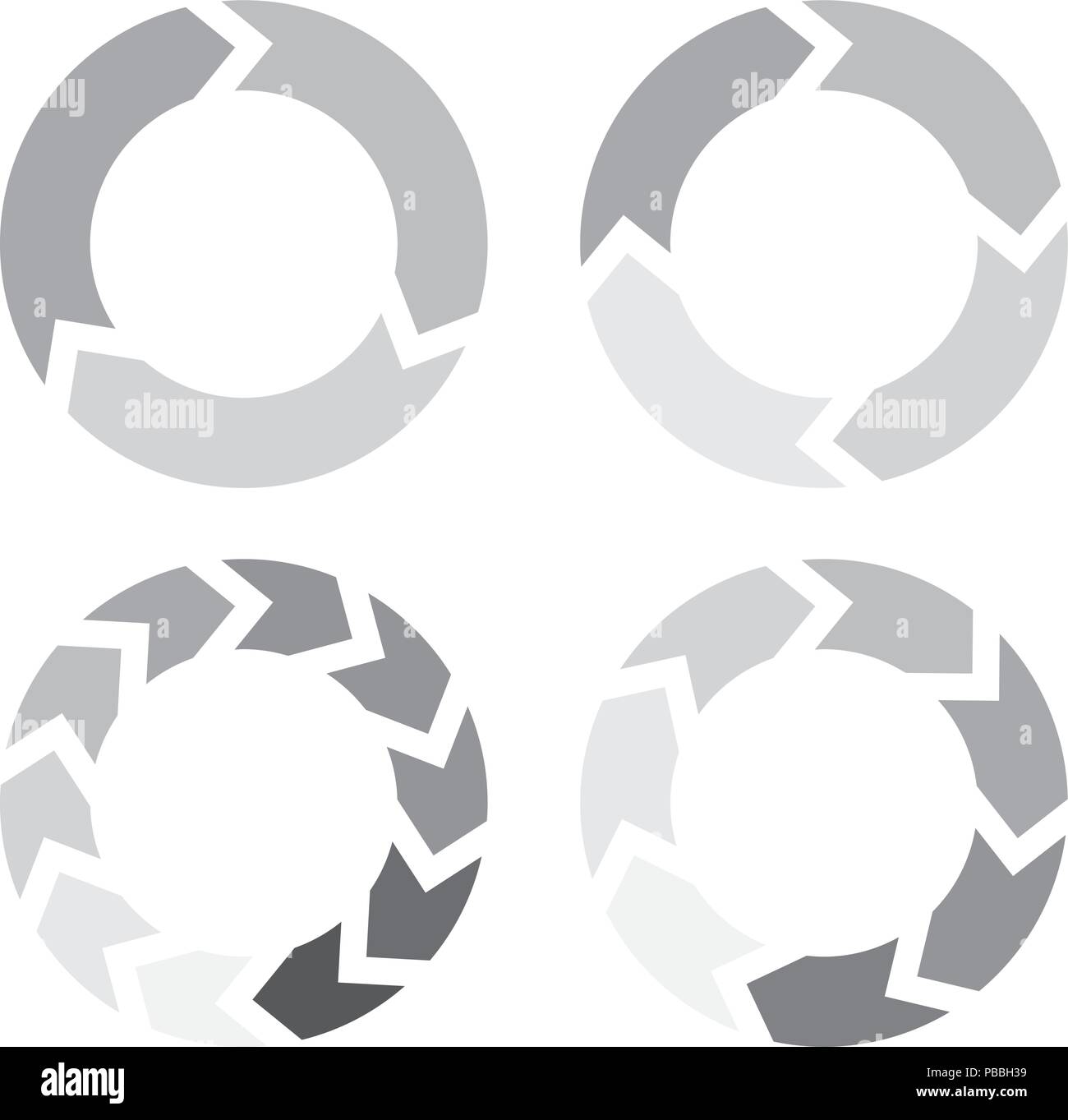Grey arrows in a circle flow - set of arrow loaders Stock Vector Image ...