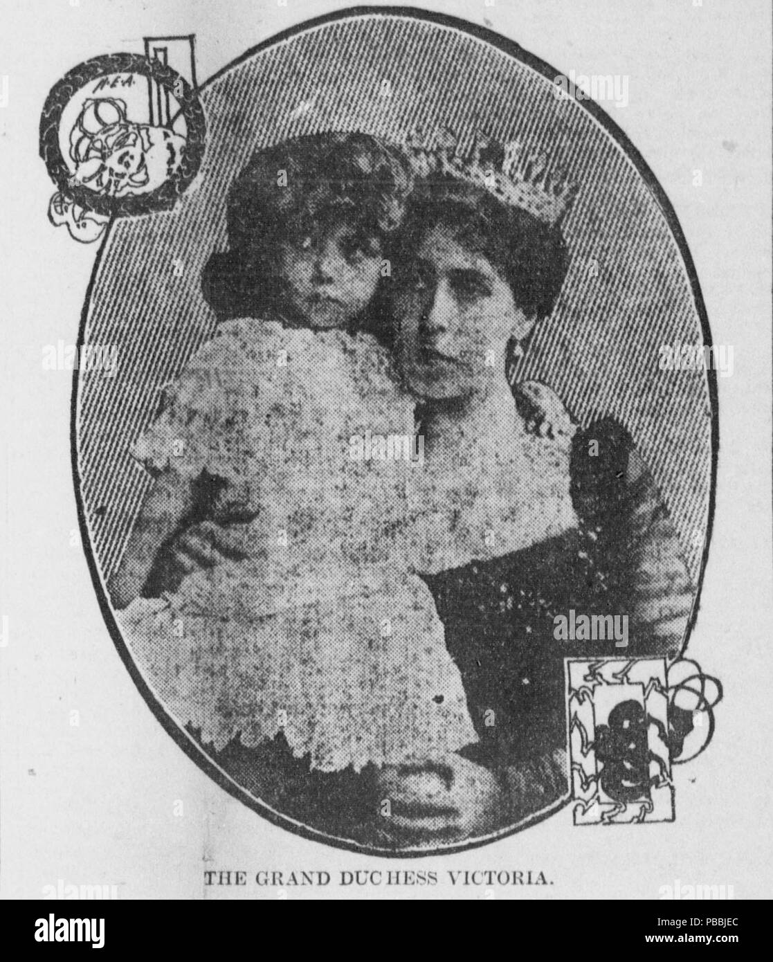 1227 Princess Victoria Melita of Saxe-Coburg and Gotha, and her daughter Princess Elisabeth of Hesse and by Rhine Stock Photo
