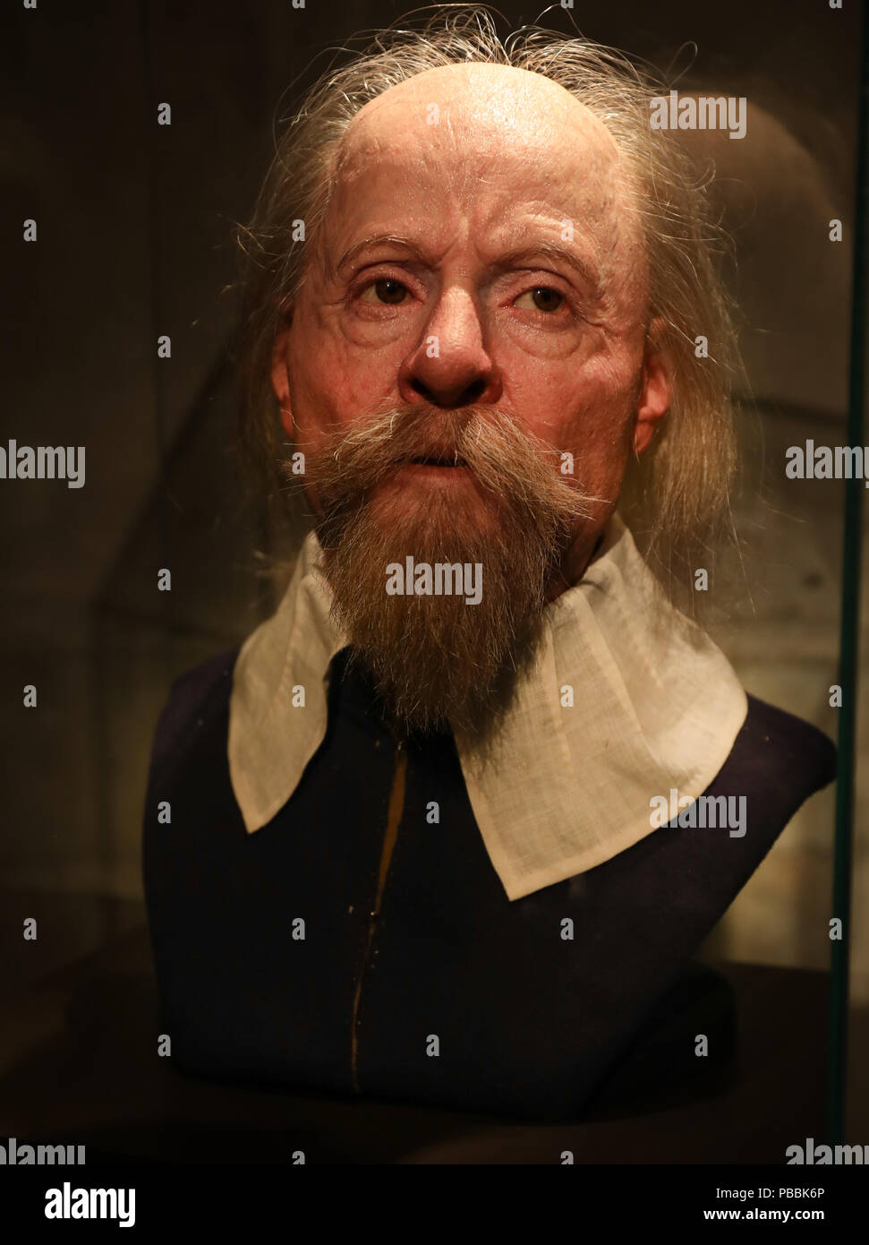 The face of “Johan” one of the crew of the Vasa, Swedish Flagship of King of Sweden Gustavus Adolphus which foundered on her maiden journey Stock Photo