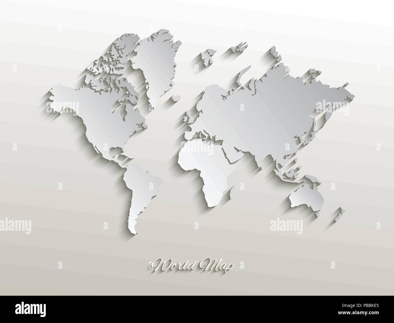 Vector paper world map illustration on a white background Stock Vector ...
