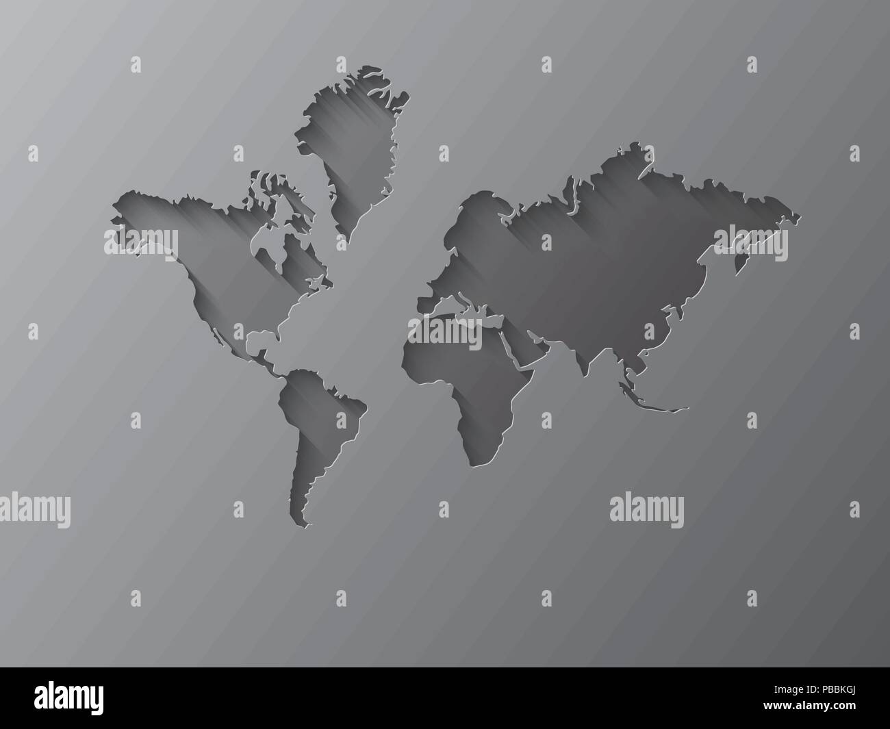 Vector paper world map illustration on a white background Stock Vector ...