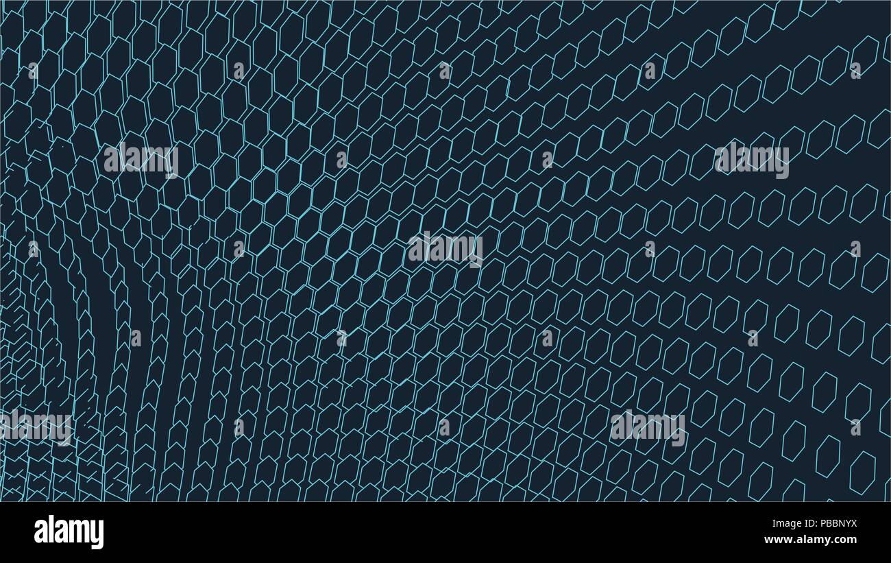 Abstract vector landscape background. Cyberspace grid. 3d technology ...