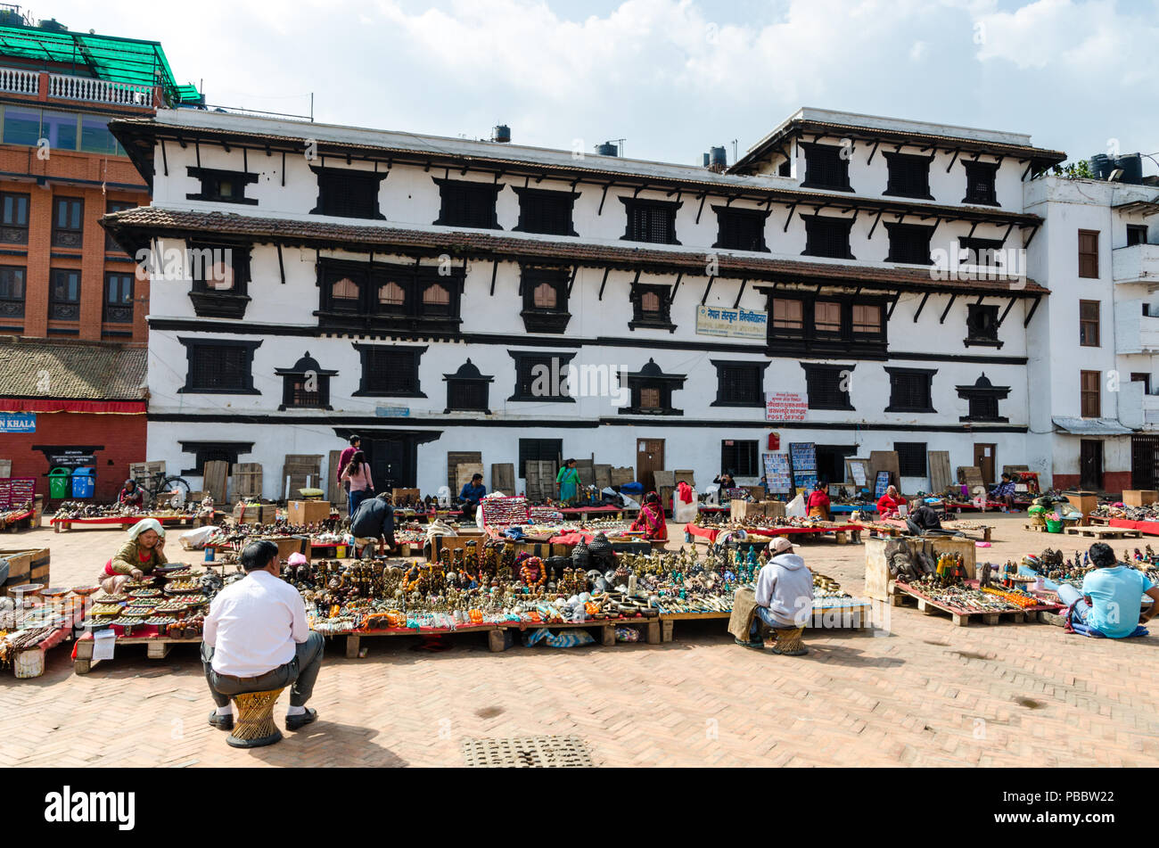 Souvenir market in Kathmandu Durbar Square, Nepal Stock Photo