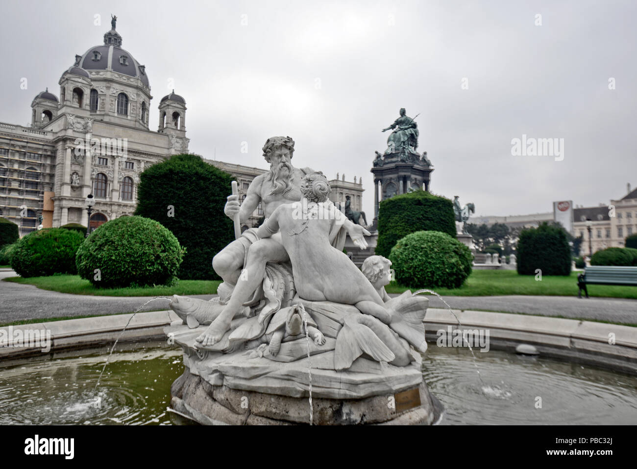 Tritons and Naiads Fountain, Maria-Theresien-Platz, Vienna, Austria Stock Photo