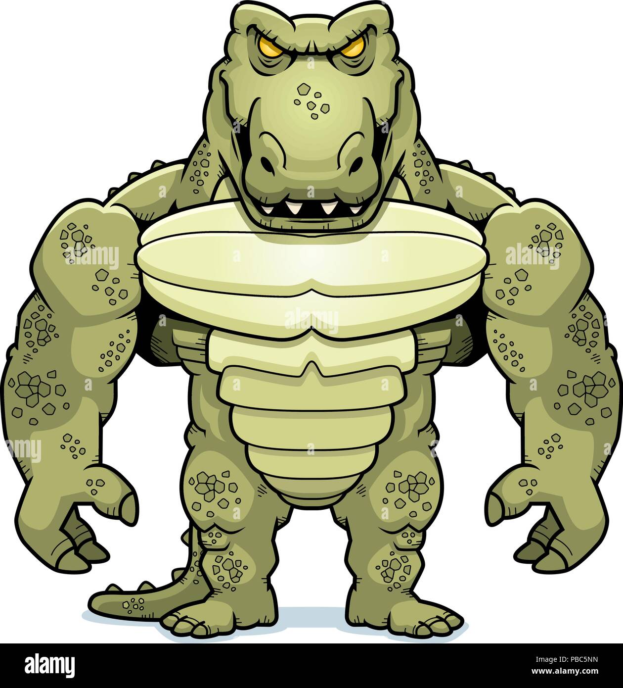 A cartoon illustration of a crocodile monster man. Stock Vector