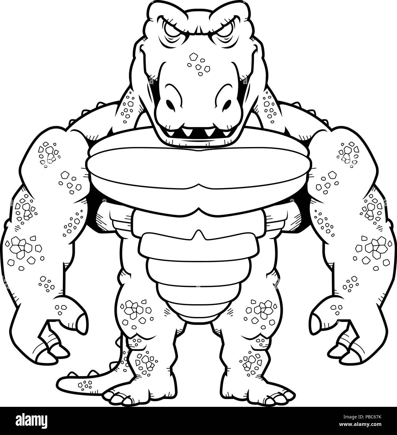 A cartoon illustration of a crocodile monster man. Stock Vector