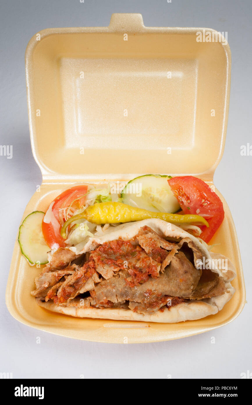 Doner kebab in fast food packaging box Stock Photo Alamy