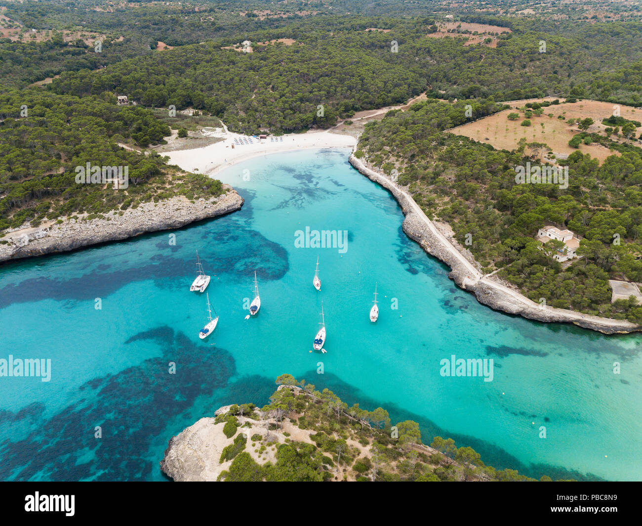 Cala Mondrago beach in Mallorca, Spain, view from above Stock Photo - Alamy