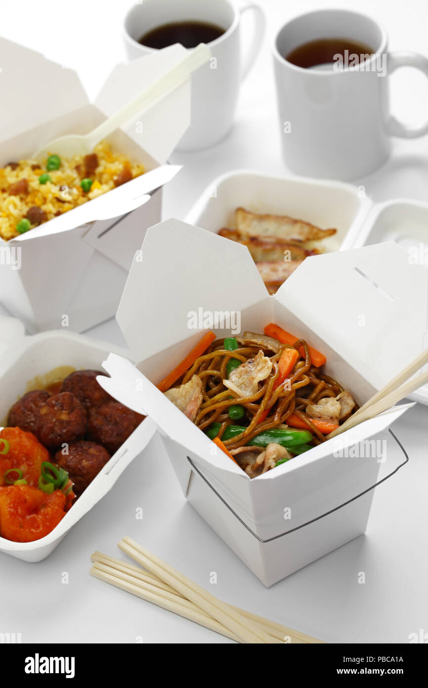 take out chinese food at lunch time Stock Photo Alamy