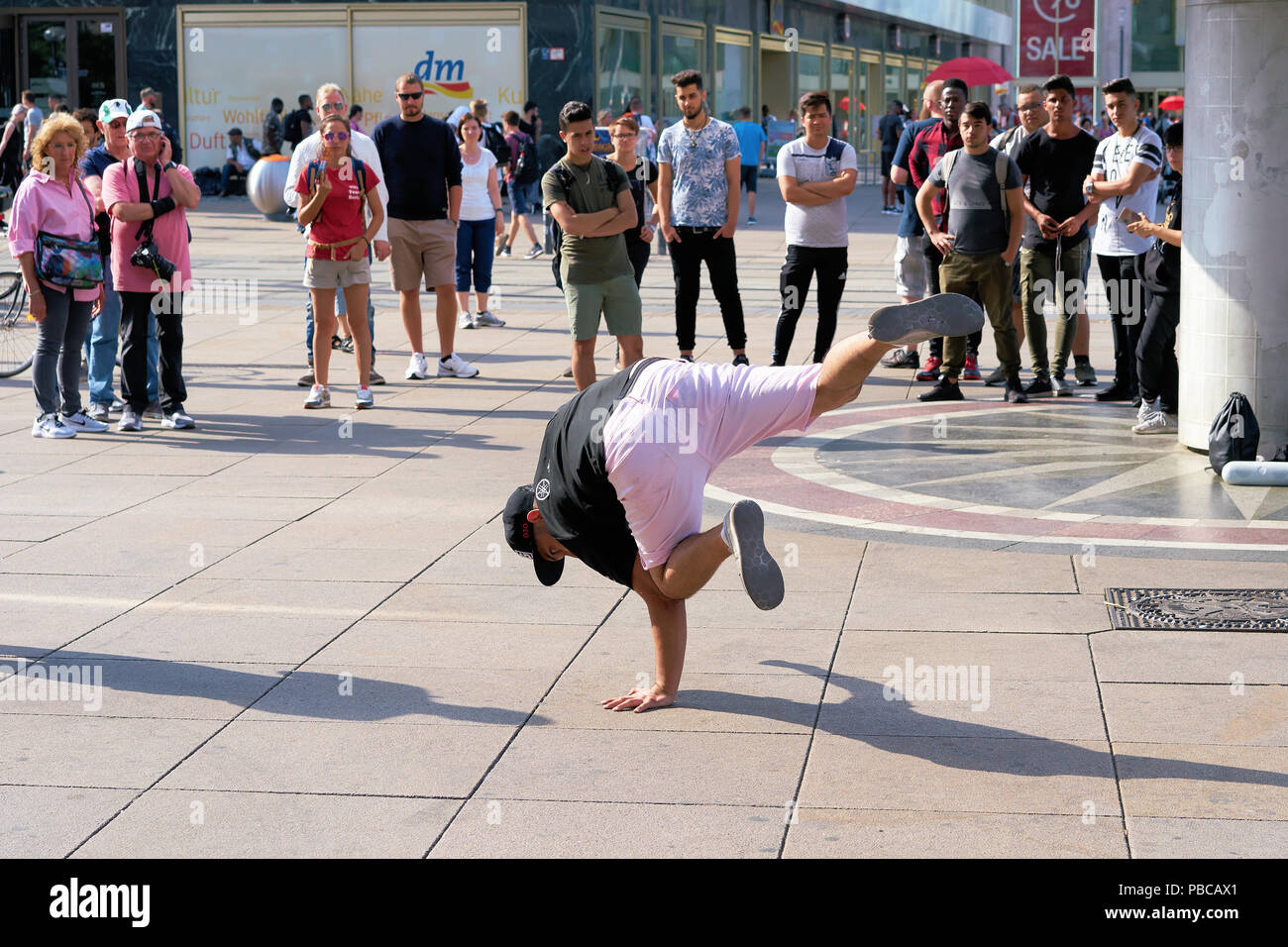 Breakdancer in the city center of Berlin Stock Photo