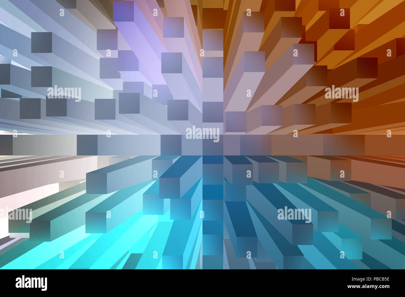 Blue and orange abstract background with 3d extrude Stock Photo - Alamy