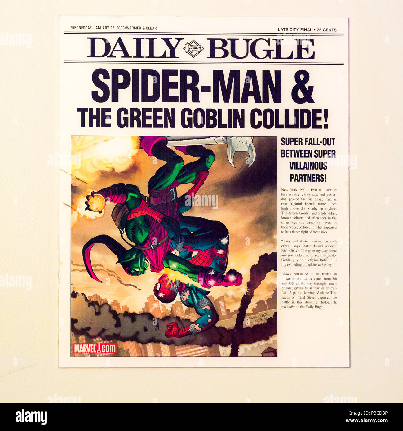 LOS ANGELES, USA SEP 28, 2015 Daily Bugle newspaper cuts in the