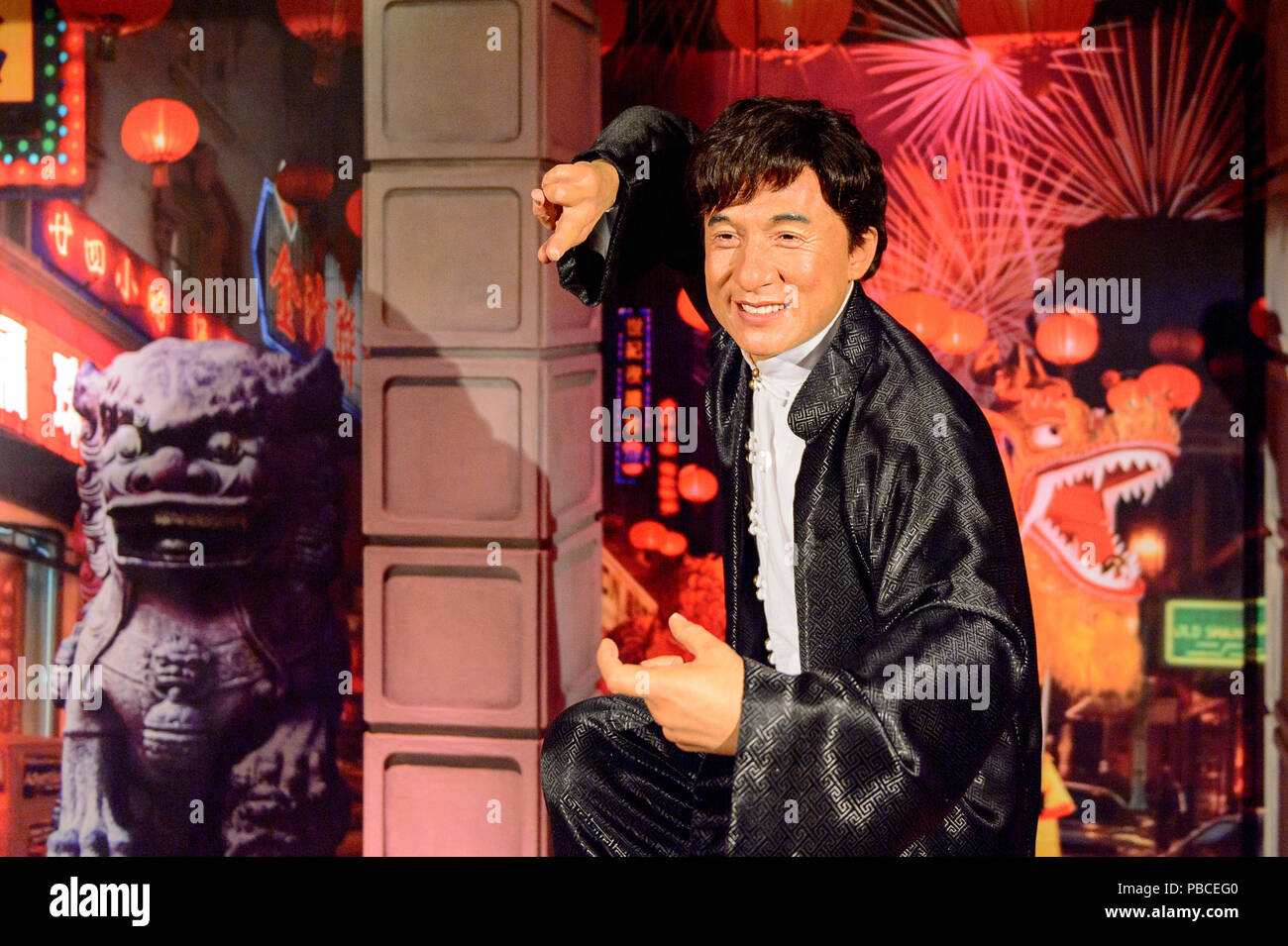 SAN FRANCISCO, USA - OCT 5, 2015: Jackie Chan at the Madame Tussauds museum in SF. It was open on June 26, 2014 Stock Photo