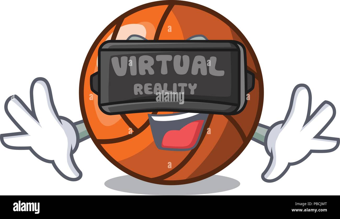 Virtual reality volleyball mascot cartoon style Stock Vector Image