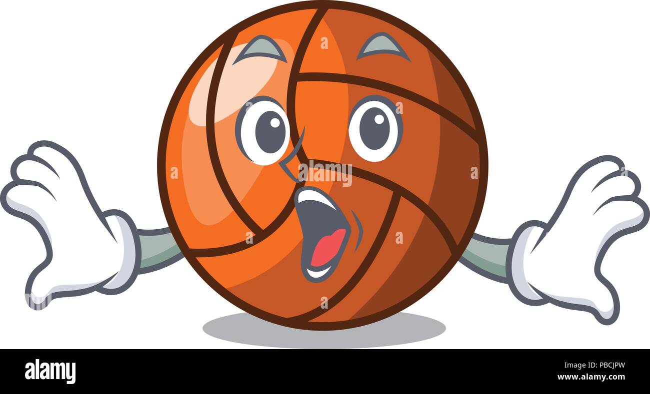 Surprised volleyball mascot cartoon style Stock Vector