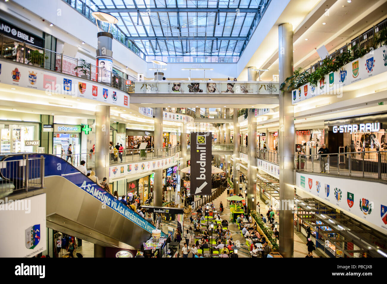 BUDAPEST, HUNGARY - AUG 27, 2014: Interior of West End City Center, a  shopping centre in Budapest, Hungary. it is the former largest mall in  Central Stock Photo - Alamy