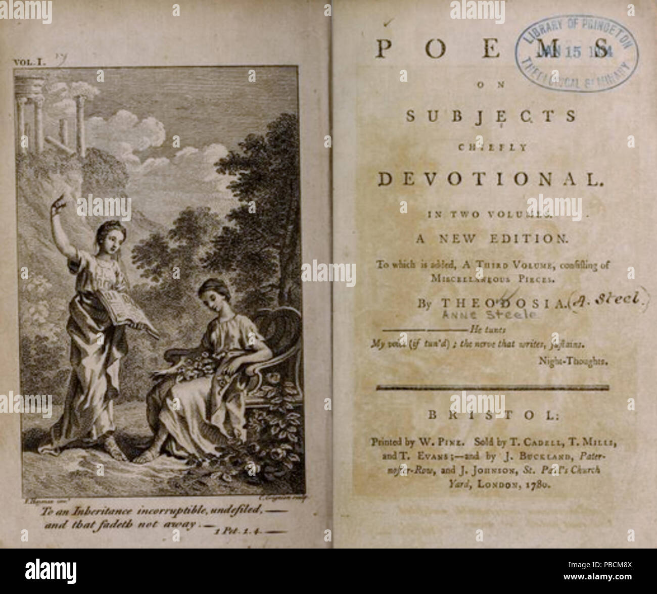 1207 Poems on subjects chiefly devotional (v.1, 1780) Stock Photo