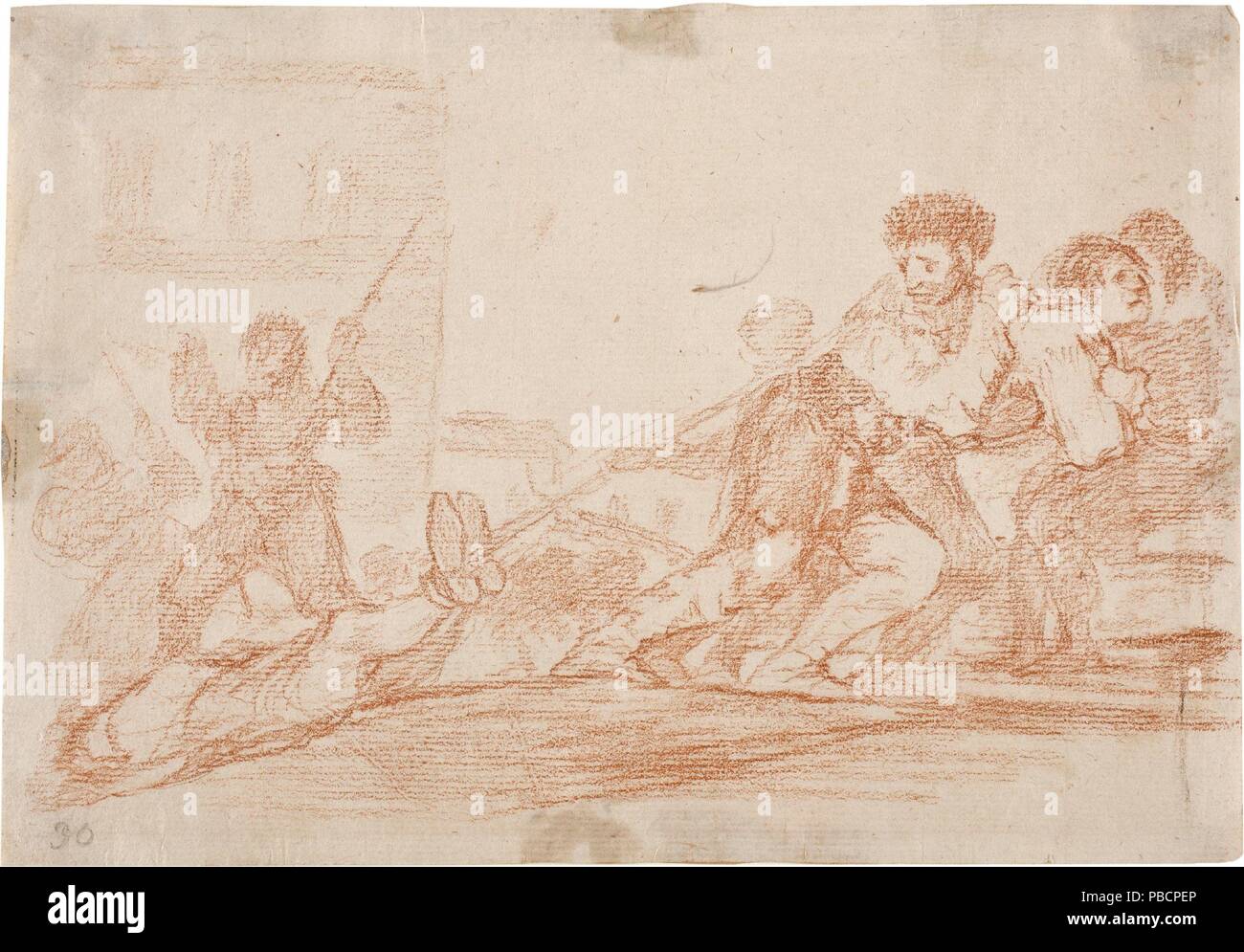 Francisco de Goya y Lucientes / 'He deserved it'. 1810 - 1814. Red chalk on ivory laid paper. Museum: Museo del Prado, Madrid, España. Stock Photo