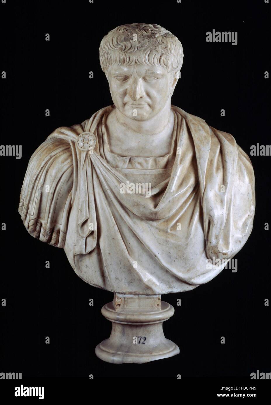 Anonymous / 'Trajan'. First half of the XVI century. White marble. Museum: Museo del Prado, Madrid, España. Stock Photo