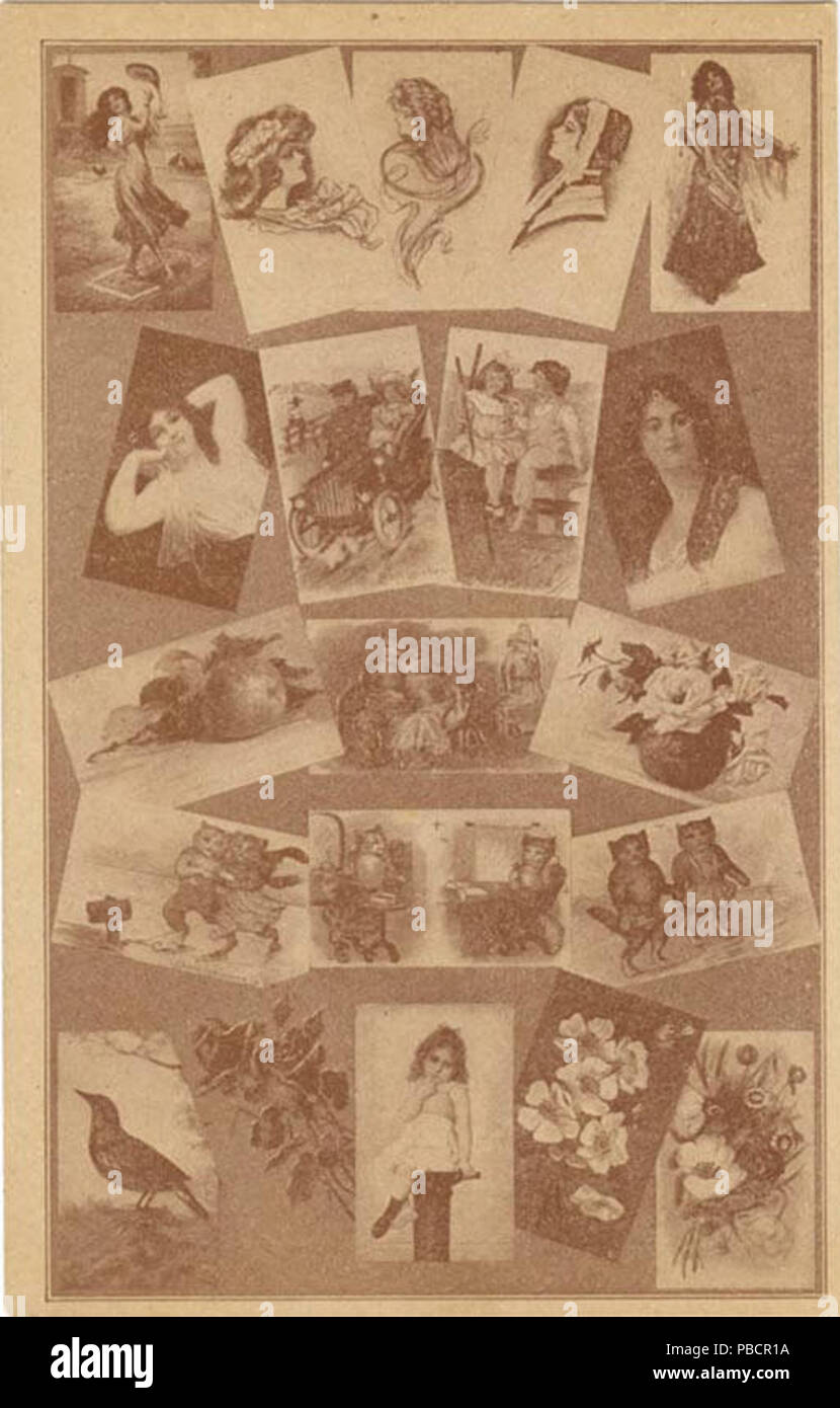 1221 Postcard of postcards laid out, with multiple different images (NBY 423129) Stock Photo