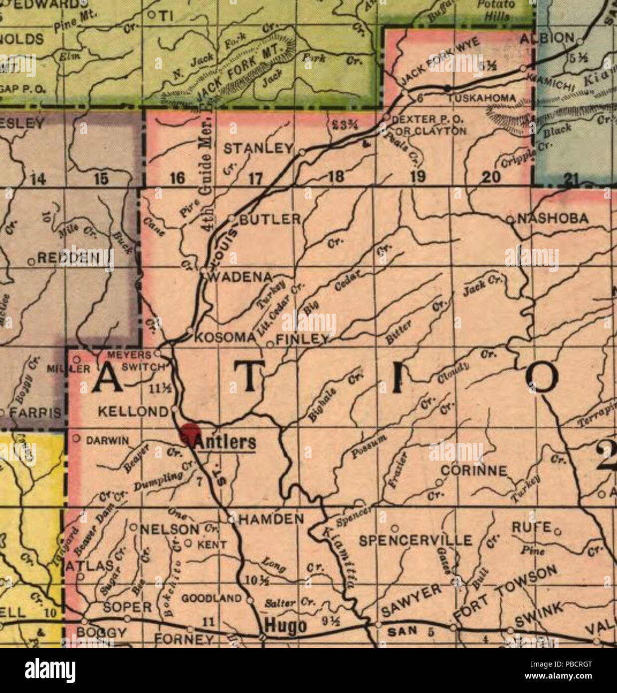 1224 Premier series map of Oklahoma and Indian Territory cropped Stock Photo