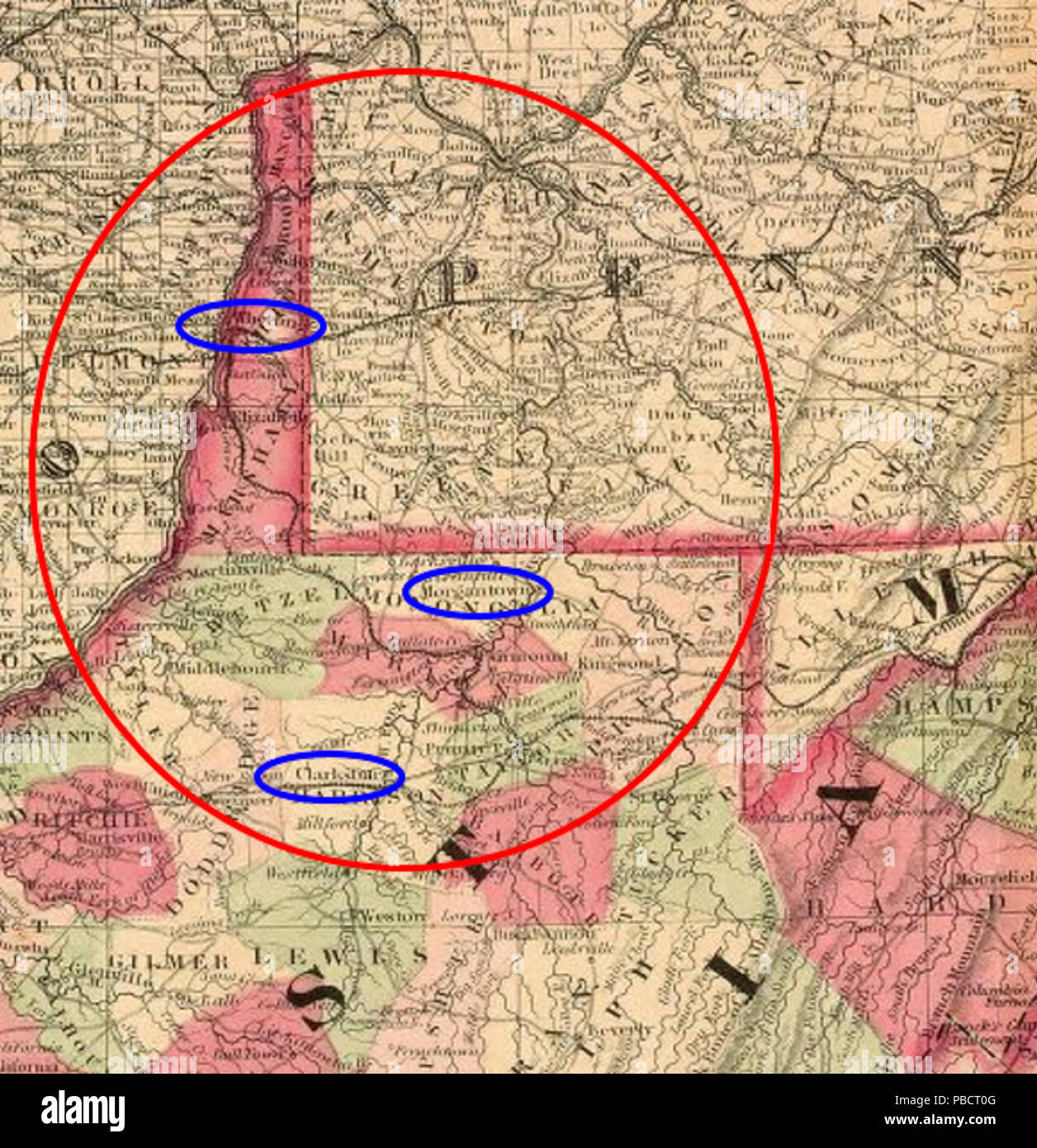 1226 Prime Recruiting Area for 1st West Virginia Cavalry Stock Photo