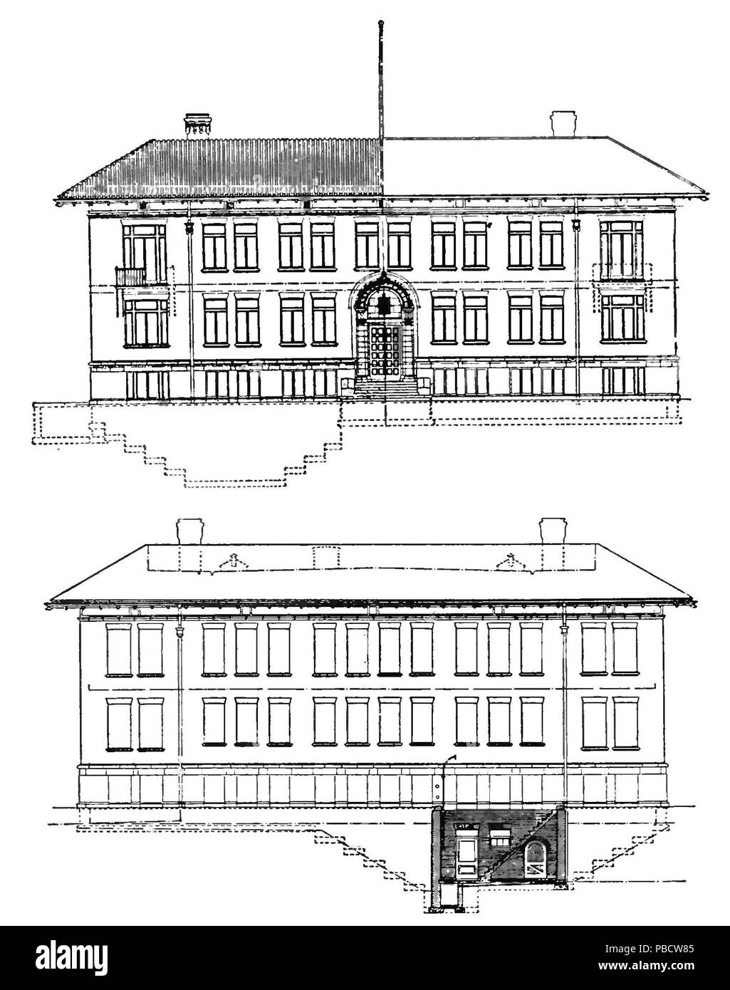 1234 PSM V84 D418 Front and rear views of the building for the department of terrestrial magnetism Stock Photo