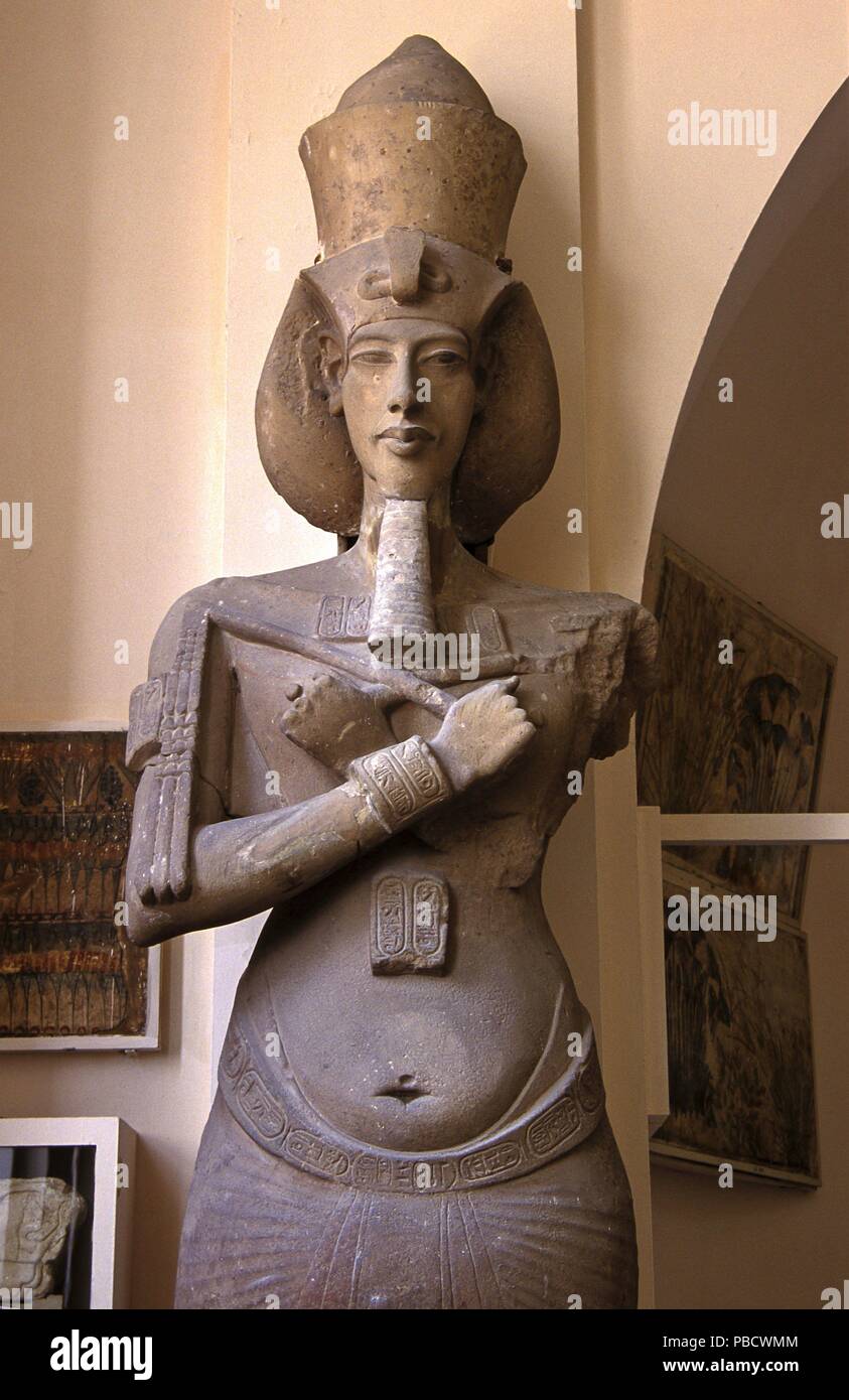 Statue of Pharaoh Akhenaten -14th century BC, Museum of Egyptian Antiquities, Cairo, Egypt, Africa. Stock Photo