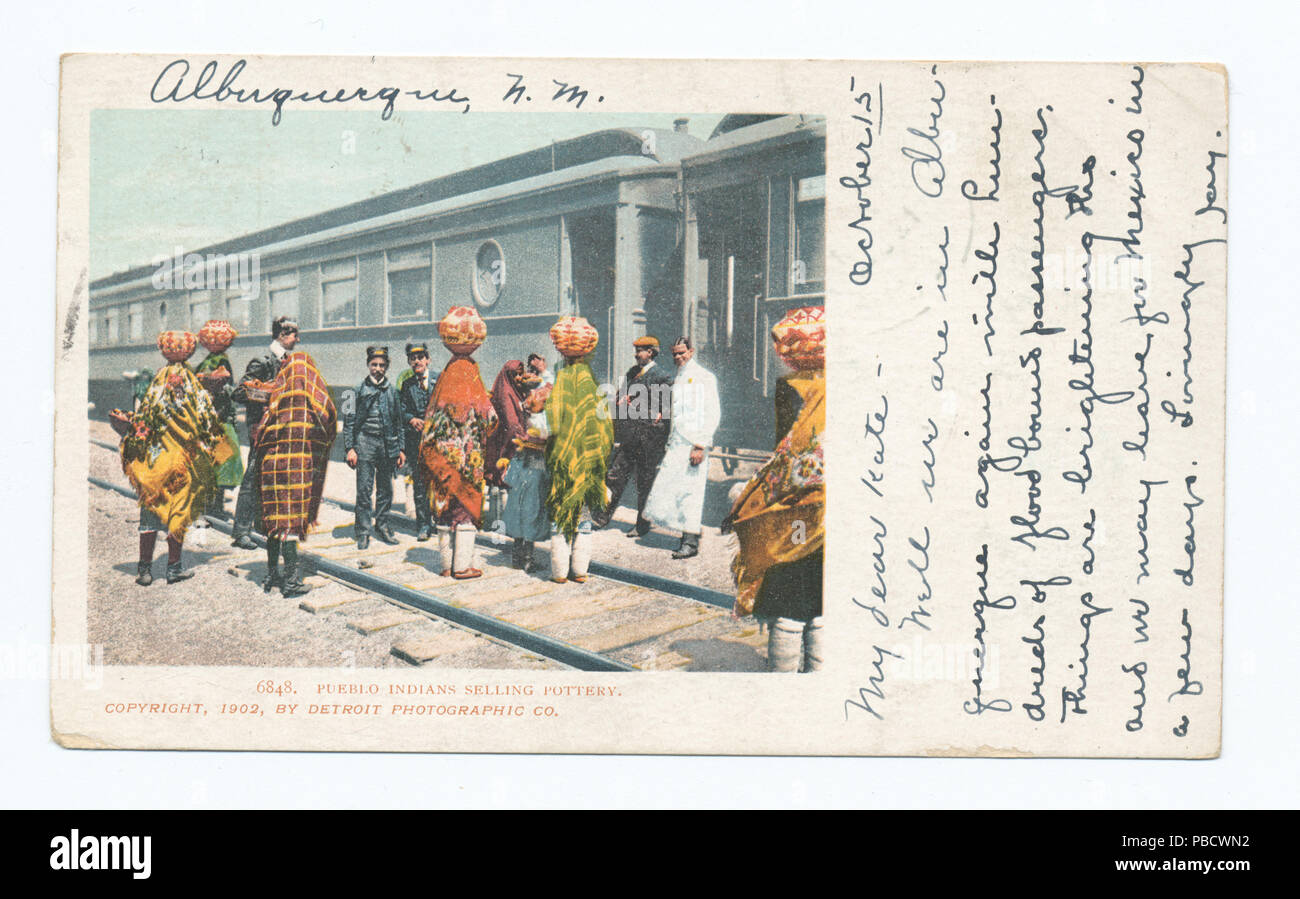 1236 Pueblo Indian Selling Pottery, New Mexico (NYPL b12647398-63081) Stock Photo