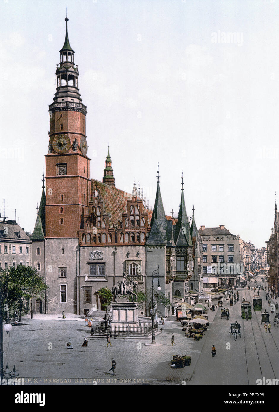 . Deutsch Breslauer Rathaus um 1900. English City hall of Breslau, Germany (now Wroc?aw