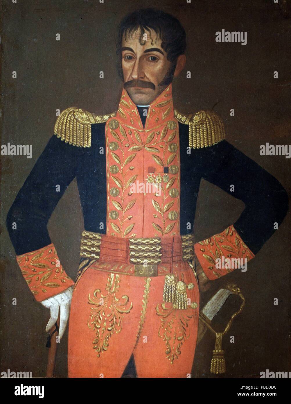 BOLIVAR , SIMON. MILITAR VENEZOLANO . 1783 - 1830. OLEO DE A