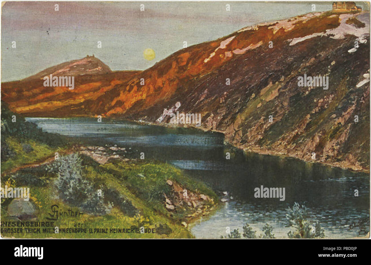 1261 Riesengebirge, Grosser Teich Mit Schneekoppe U. Prinz Heinrich